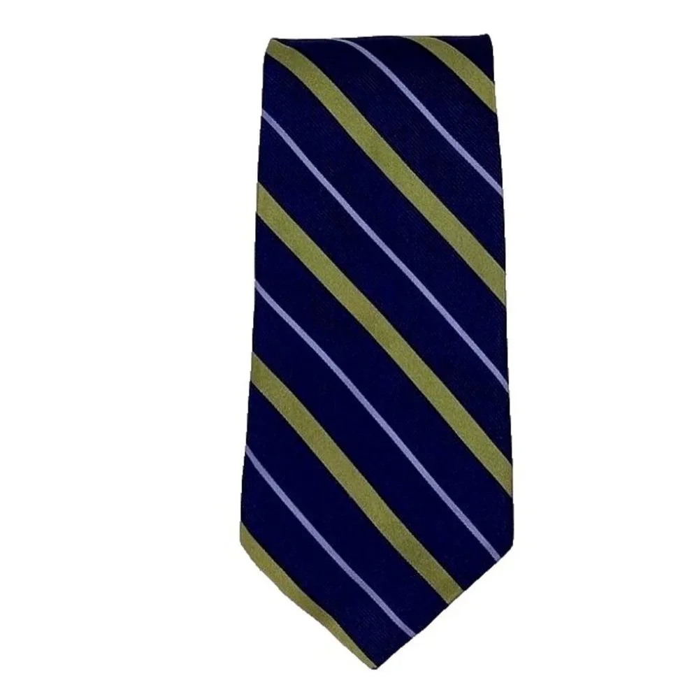 Black Brown 1826 Tie Silk Blue Green Stripe Mens